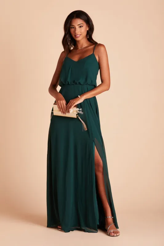 Gwennie Chiffon Dress With Slit - Emerald sold by Birdy Grey