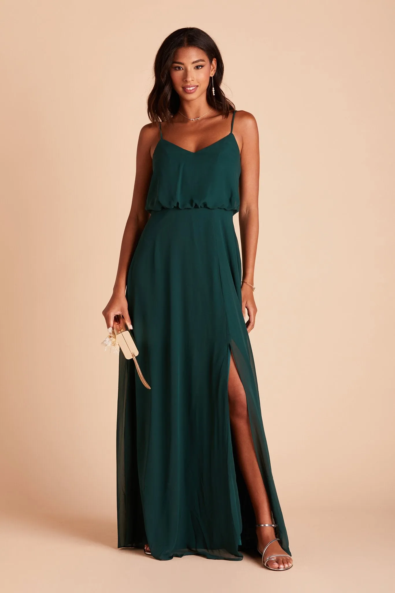 Gwennie Chiffon Dress With Slit - Emerald sold by Birdy Grey product image thumbnail 5