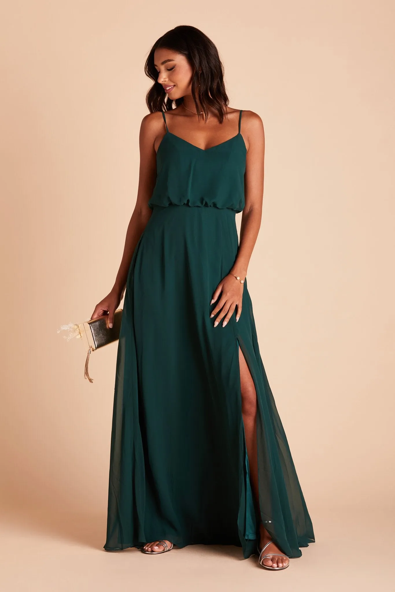 Gwennie Chiffon Dress With Slit - Emerald sold by Birdy Grey product image thumbnail 4
