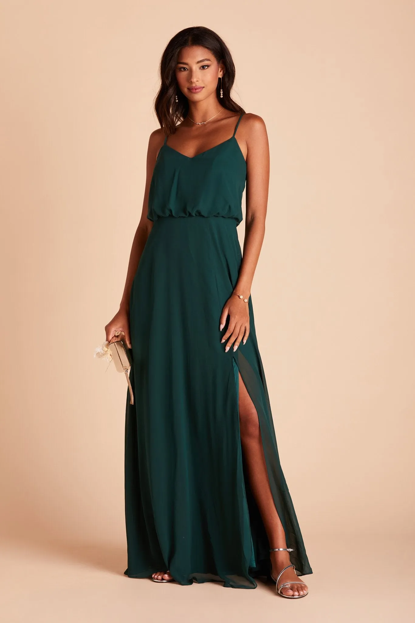 Gwennie Chiffon Dress With Slit - Emerald sold by Birdy Grey product image thumbnail 3