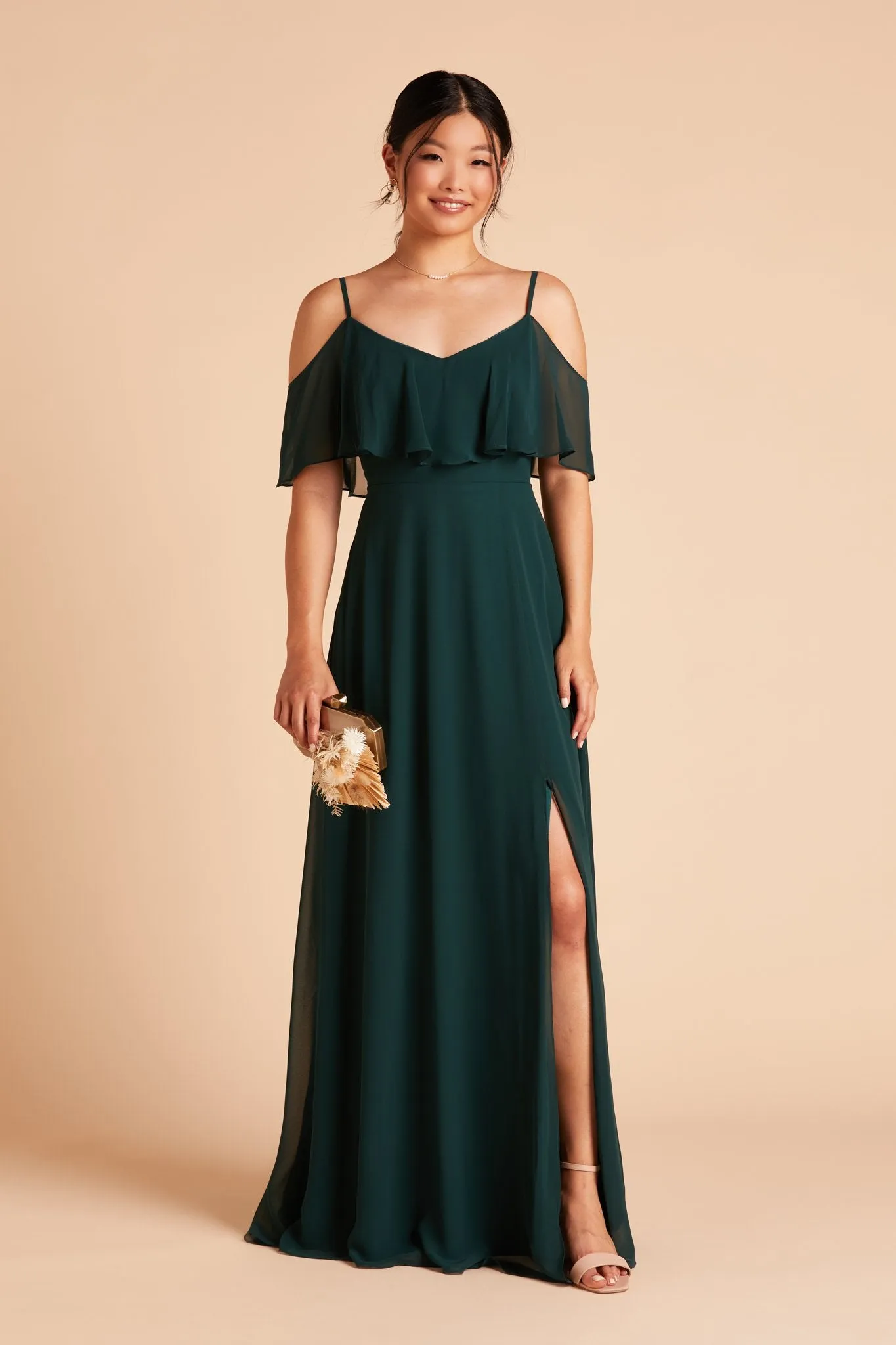 Jane Chiffon Dress With Slit - Emerald sold by Birdy Grey product image thumbnail 5