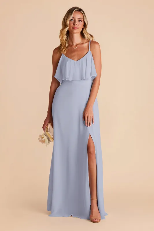 Jane Chiffon Dress With Slit - Dusty Blue sold by Birdy Grey