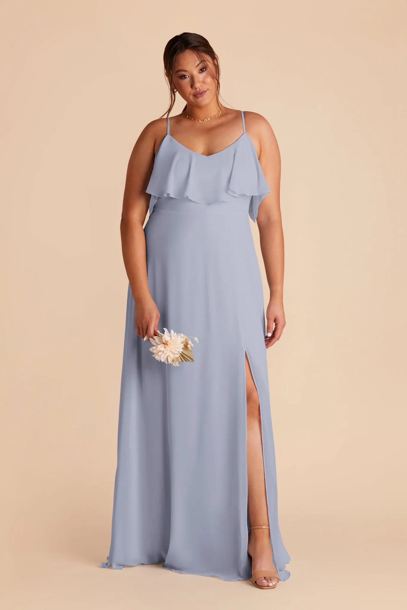 Jane Chiffon Dress With Slit - Dusty Blue sold by Birdy Grey product image thumbnail 2