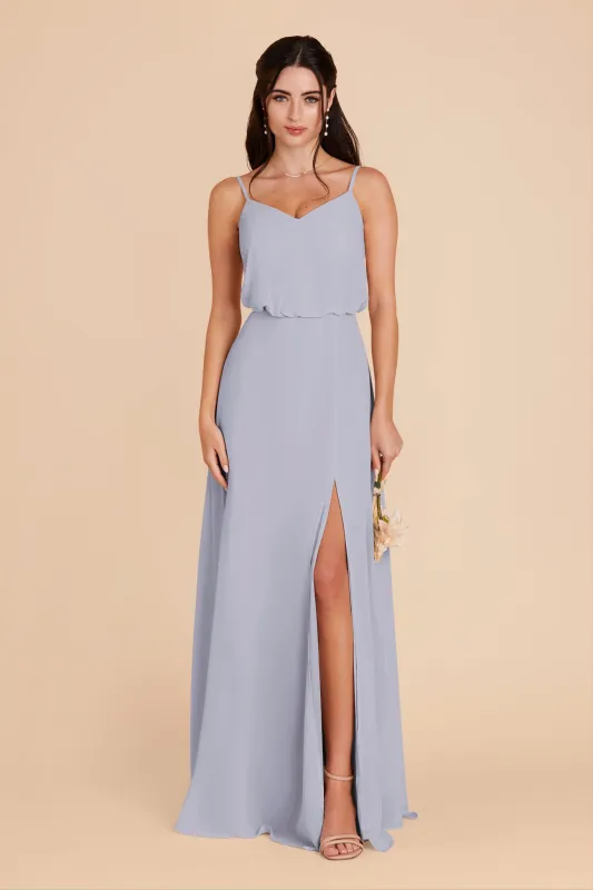 Gwennie Chiffon Dress With Slit - Dusty Blue sold by Birdy Grey