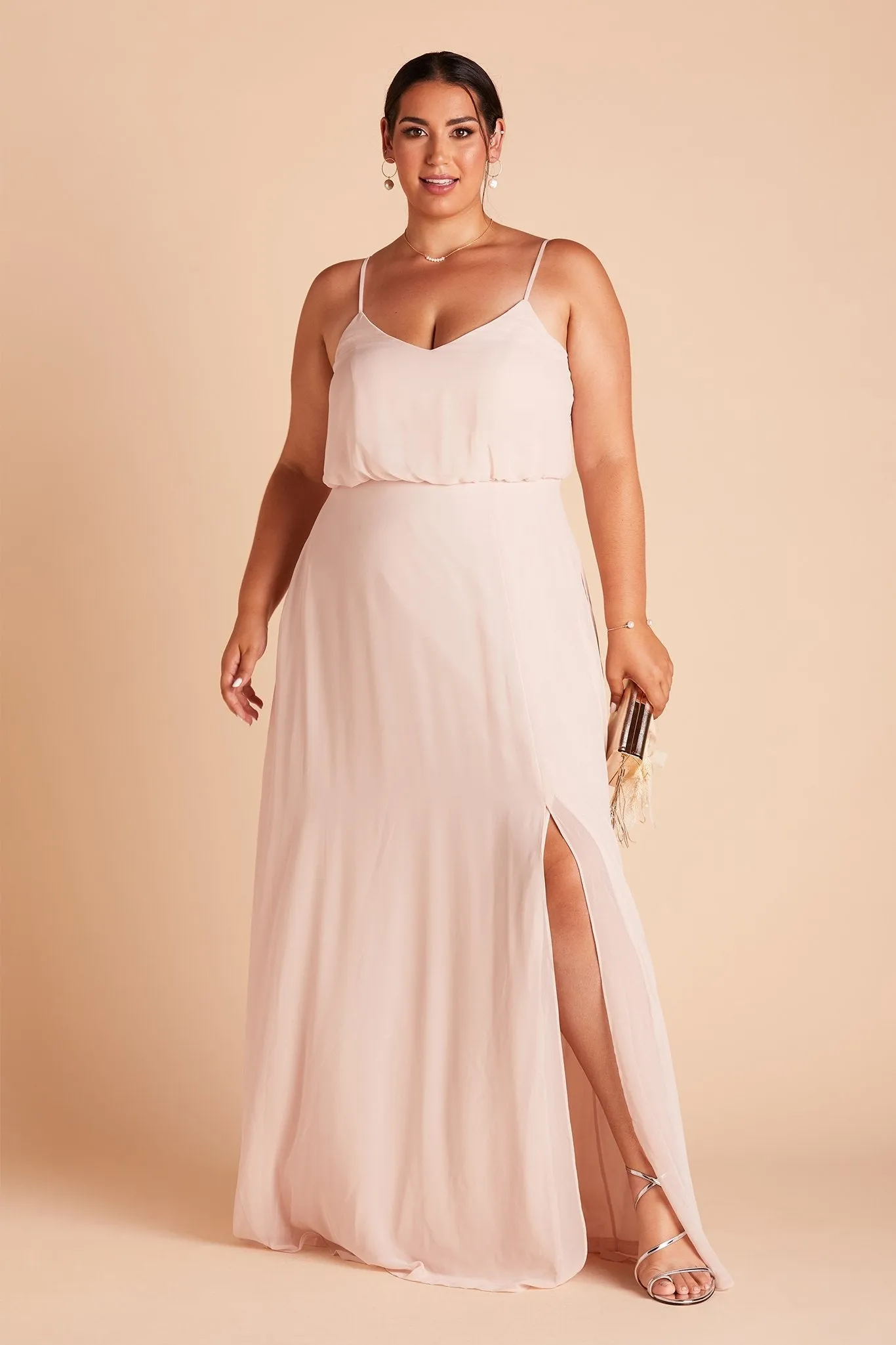 Gwennie Chiffon Dress With Slit - Pale Blush sold by Birdy Grey product image thumbnail 2
