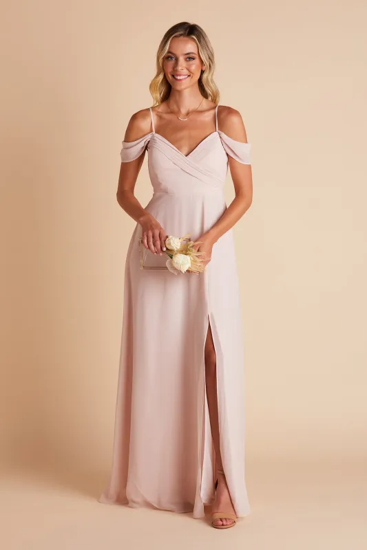 Spence Chiffon Dress With Slit - Pale Blush sold by Birdy Grey
