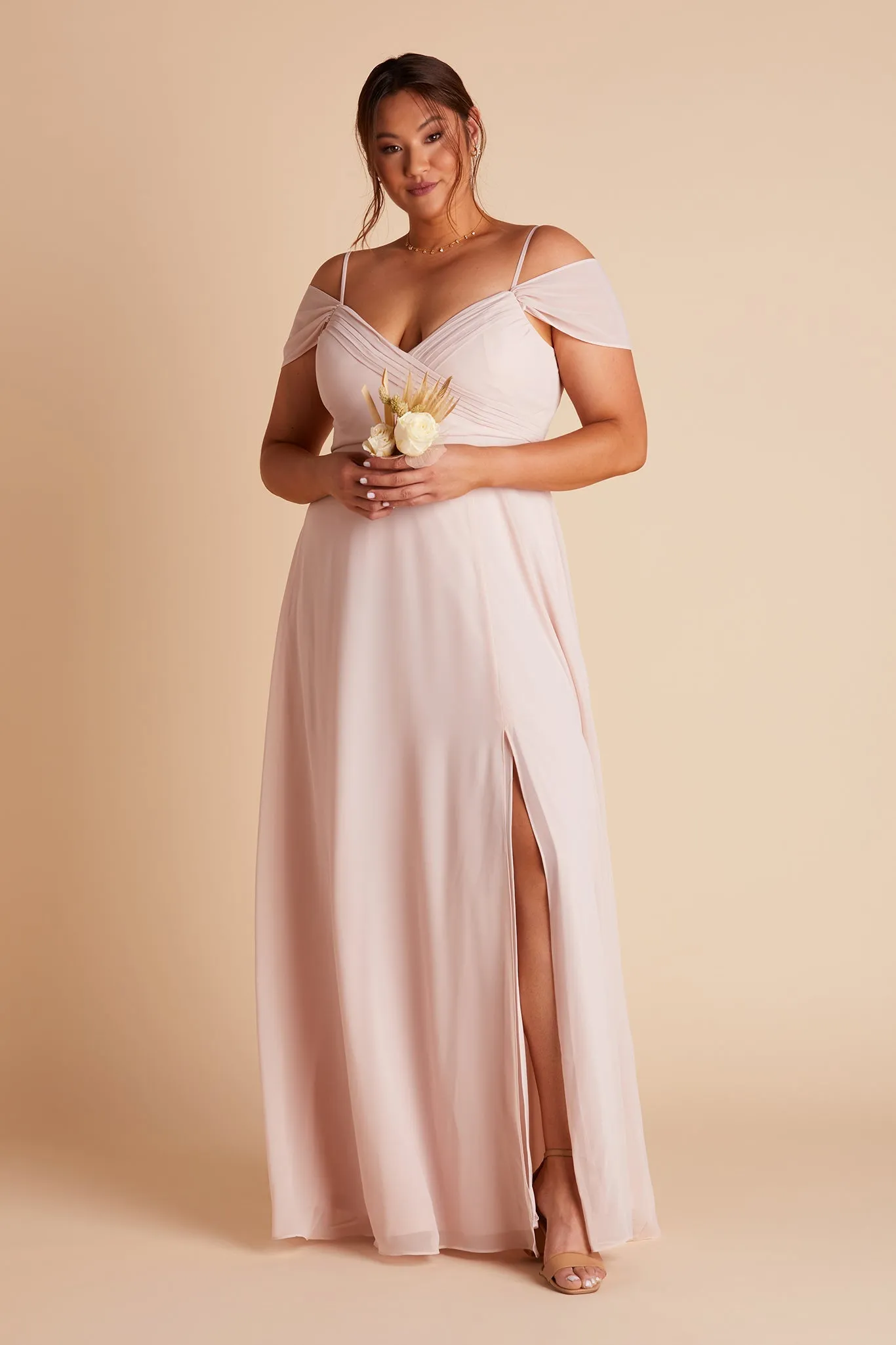 Spence Chiffon Dress With Slit - Pale Blush sold by Birdy Grey product image thumbnail 2