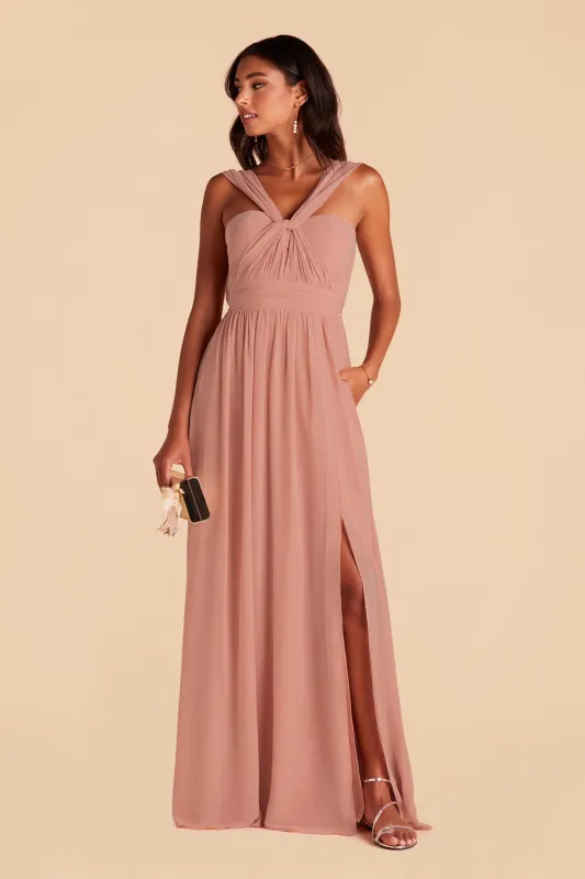 Grace Chiffon Dress With Slit - Dusty Rose sold by Birdy Grey