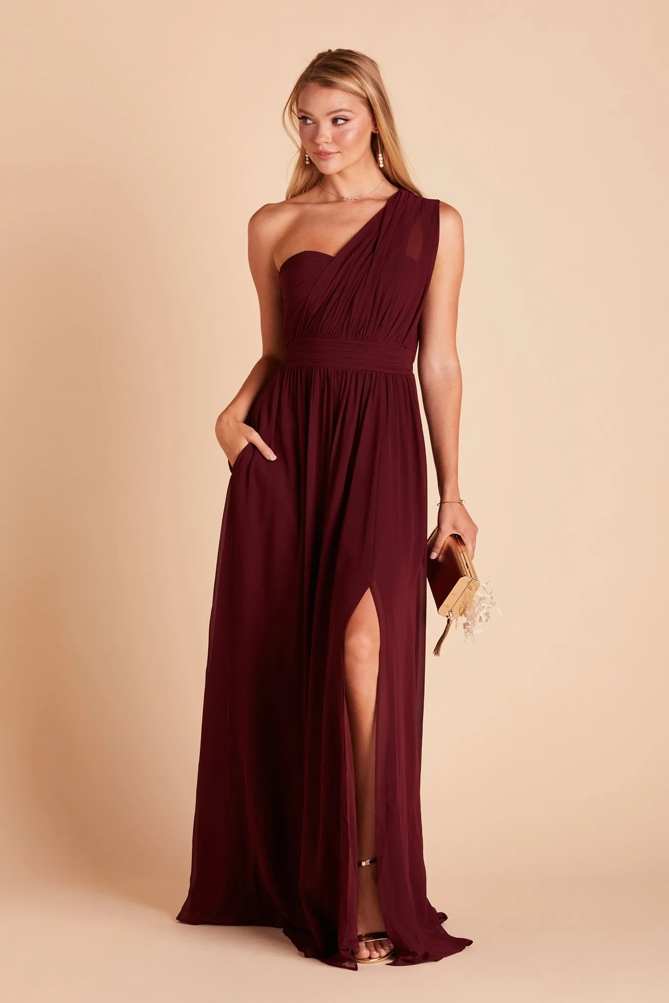 Grace Chiffon Dress With Slit - Cabernet sold by Birdy Grey product image thumbnail 3