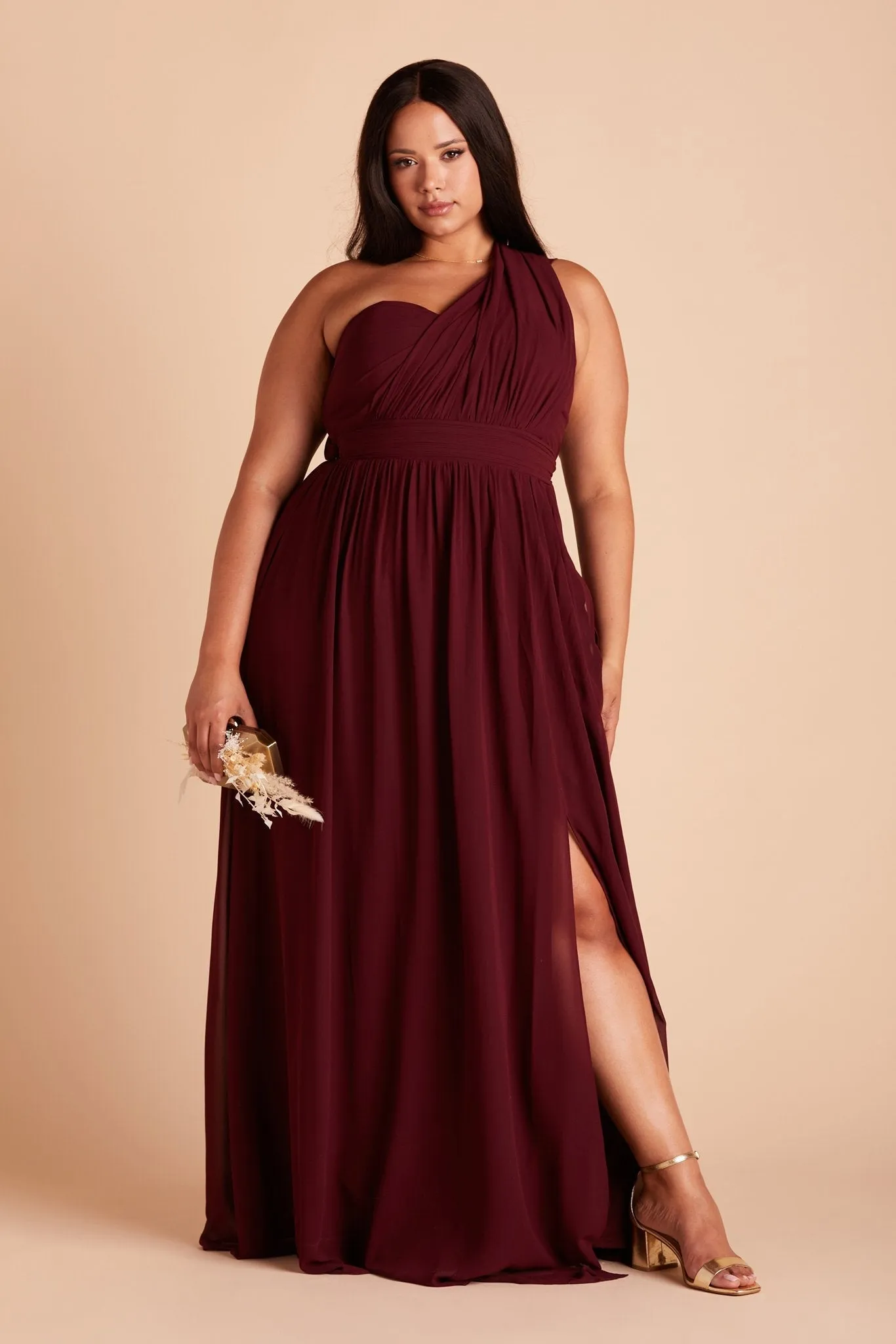 Grace Chiffon Dress With Slit - Cabernet sold by Birdy Grey product image thumbnail 2