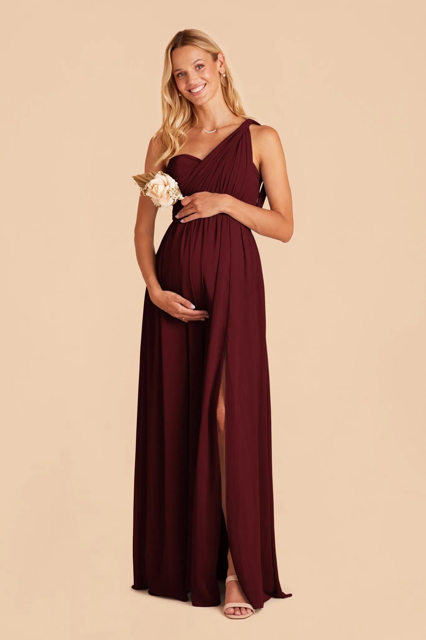 Grace Chiffon Dress With Slit - Cabernet sold by Birdy Grey product image thumbnail 5