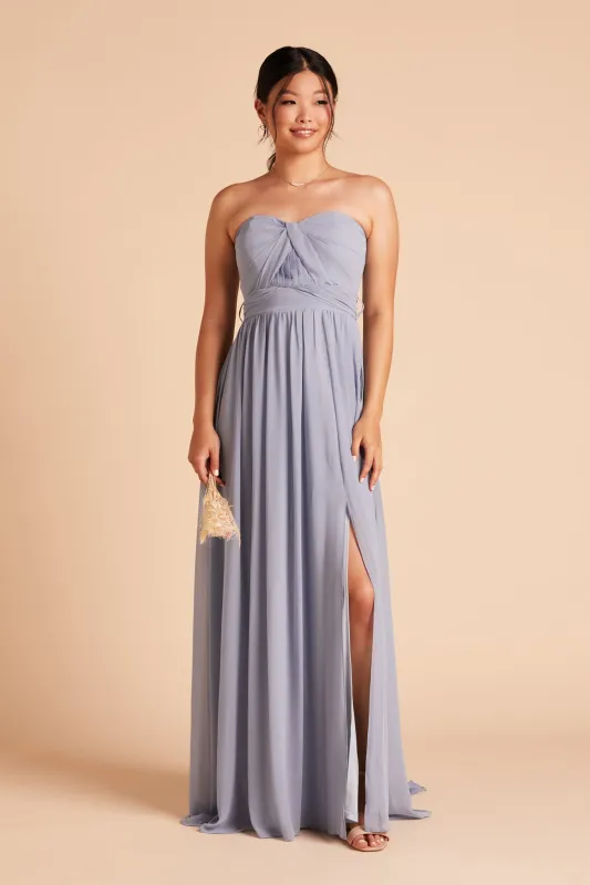 Grace Chiffon Dress With Slit - Dusty Blue sold by Birdy Grey