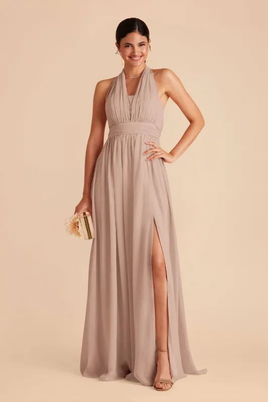 Grace Chiffon Dress With Slit - Taupe sold by Birdy Grey