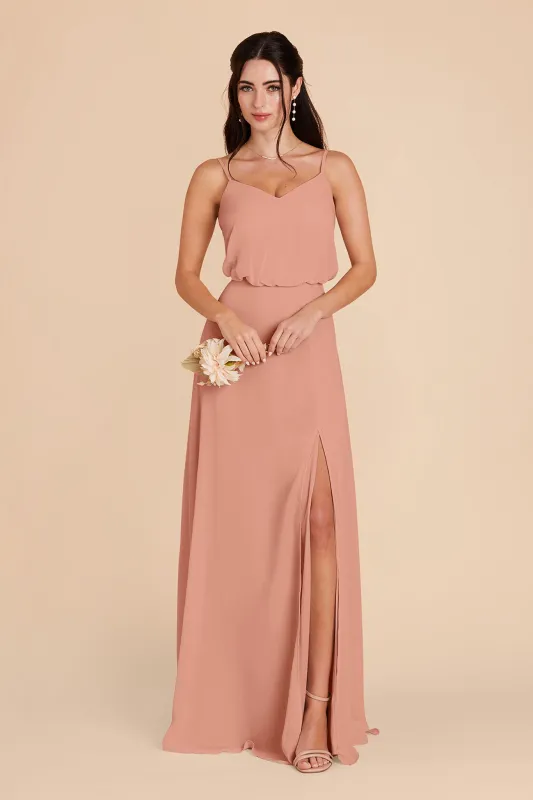 Gwennie Chiffon Dress With Slit - Dusty Rose sold by Birdy Grey