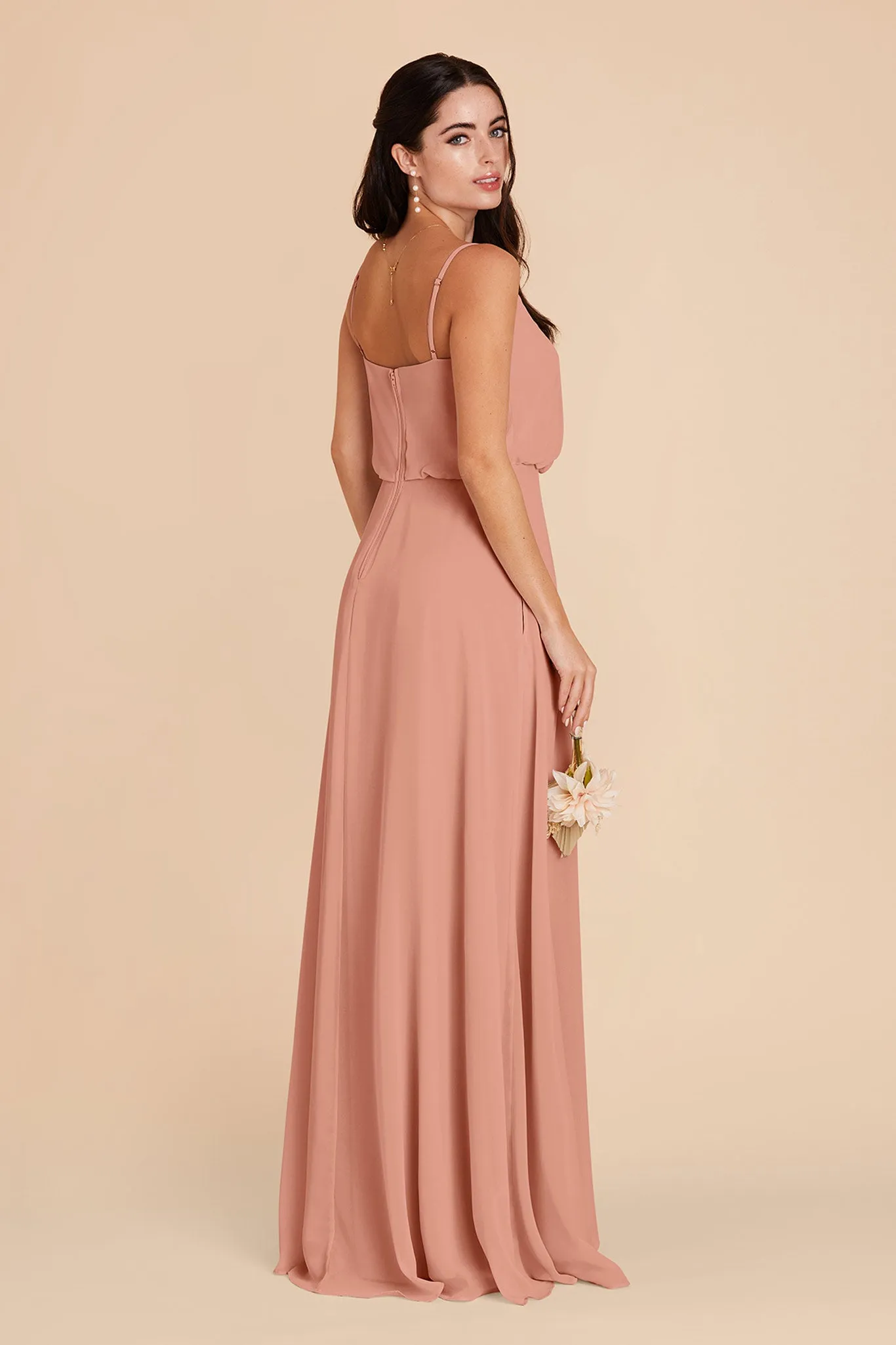 Gwennie Chiffon Dress With Slit - Dusty Rose sold by Birdy Grey product image thumbnail 5