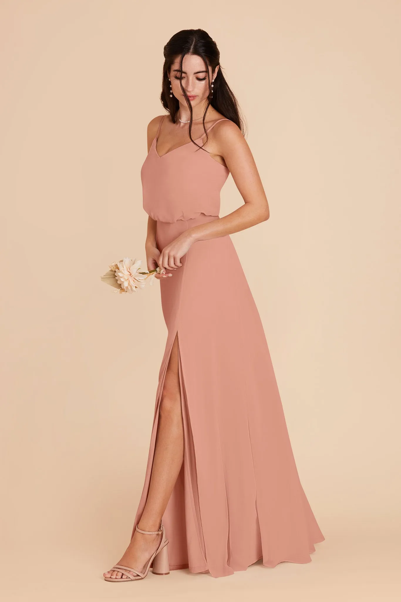 Gwennie Chiffon Dress With Slit - Dusty Rose sold by Birdy Grey product image thumbnail 4
