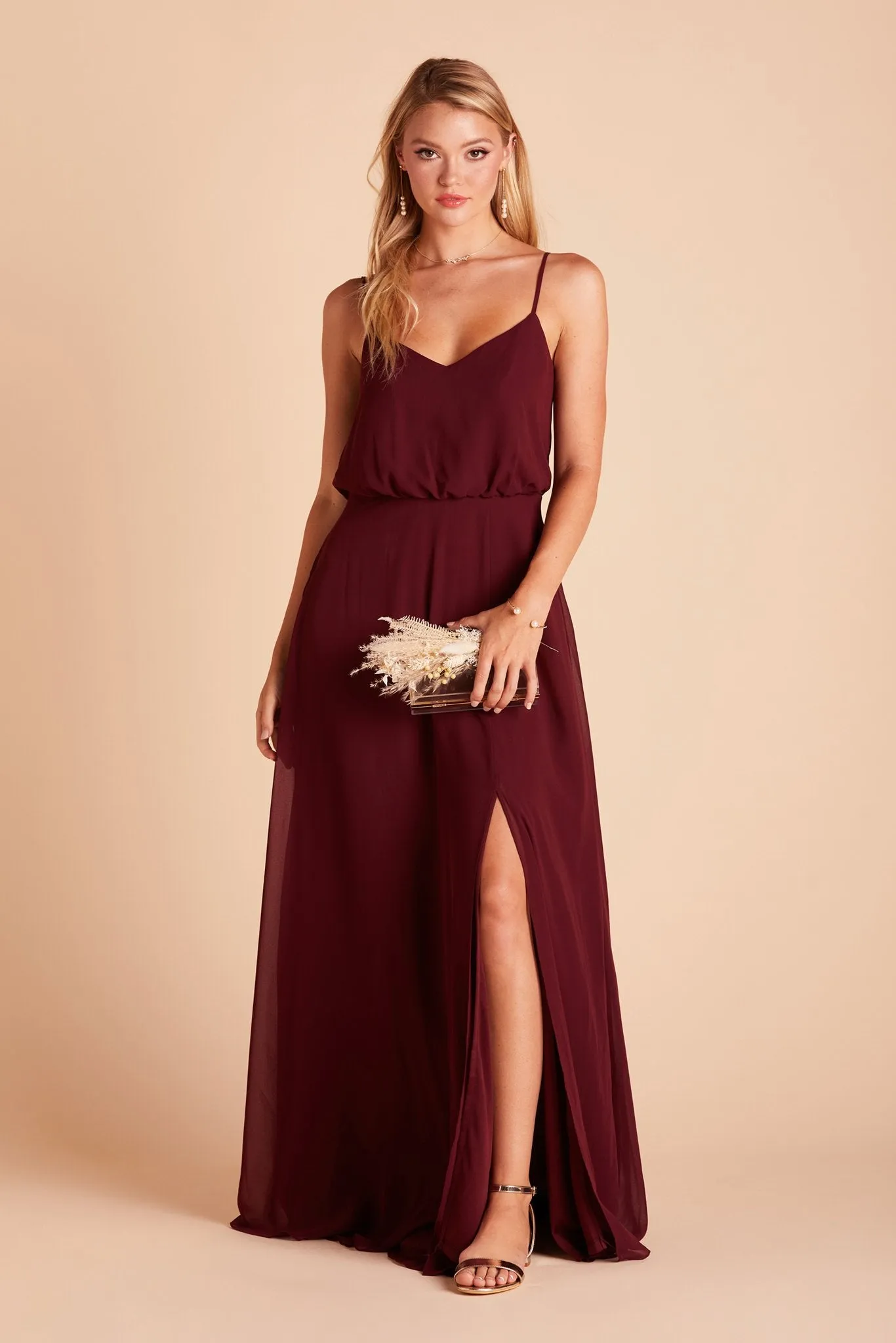 Gwennie Chiffon Dress With Slit - Cabernet sold by Birdy Grey product image thumbnail 3