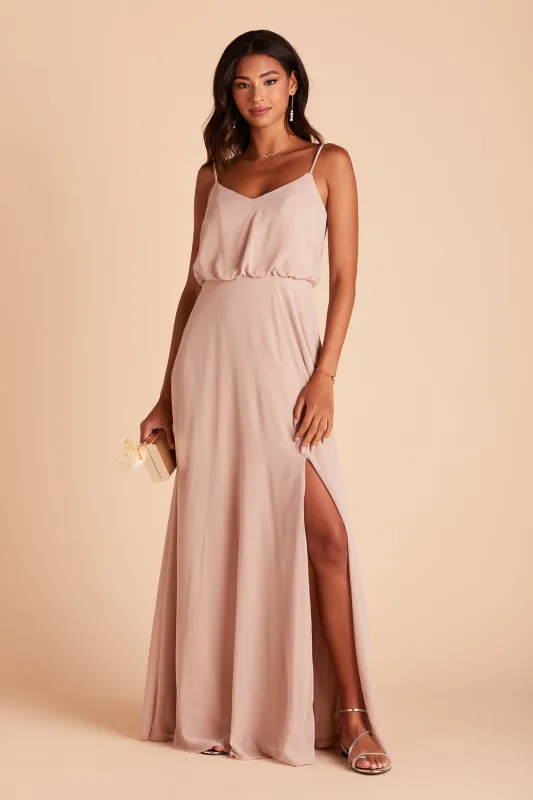 Gwennie Chiffon Dress With Slit - Taupe sold by Birdy Grey