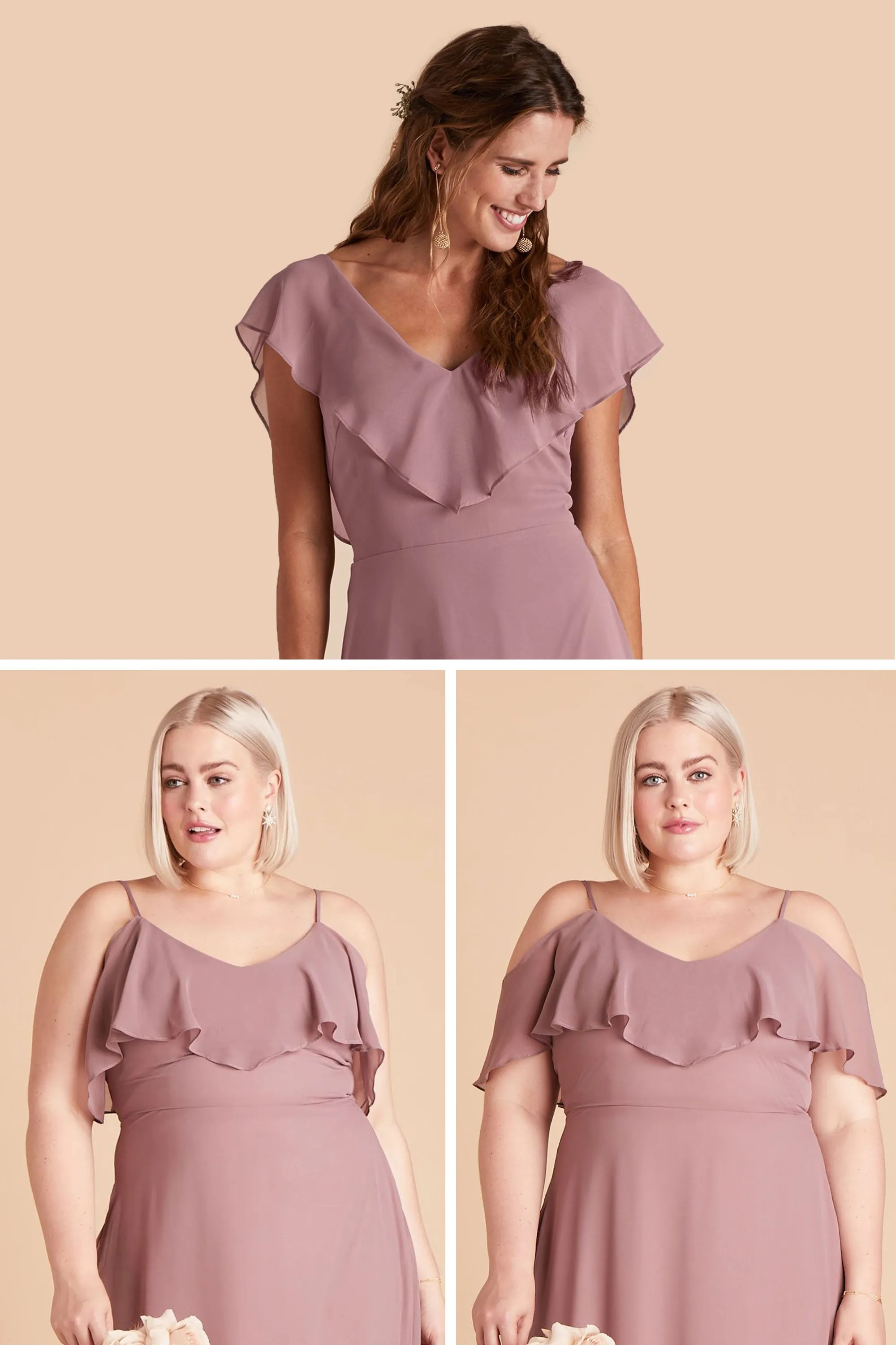 Jane Chiffon Dress With Slit - Dusty Rose sold by Birdy Grey product image thumbnail 5