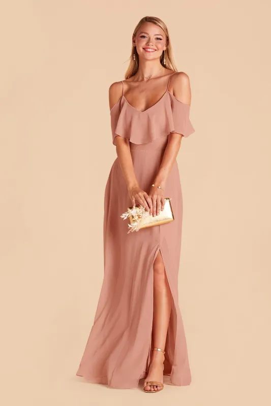 Jane Chiffon Dress With Slit - Dusty Rose sold by Birdy Grey