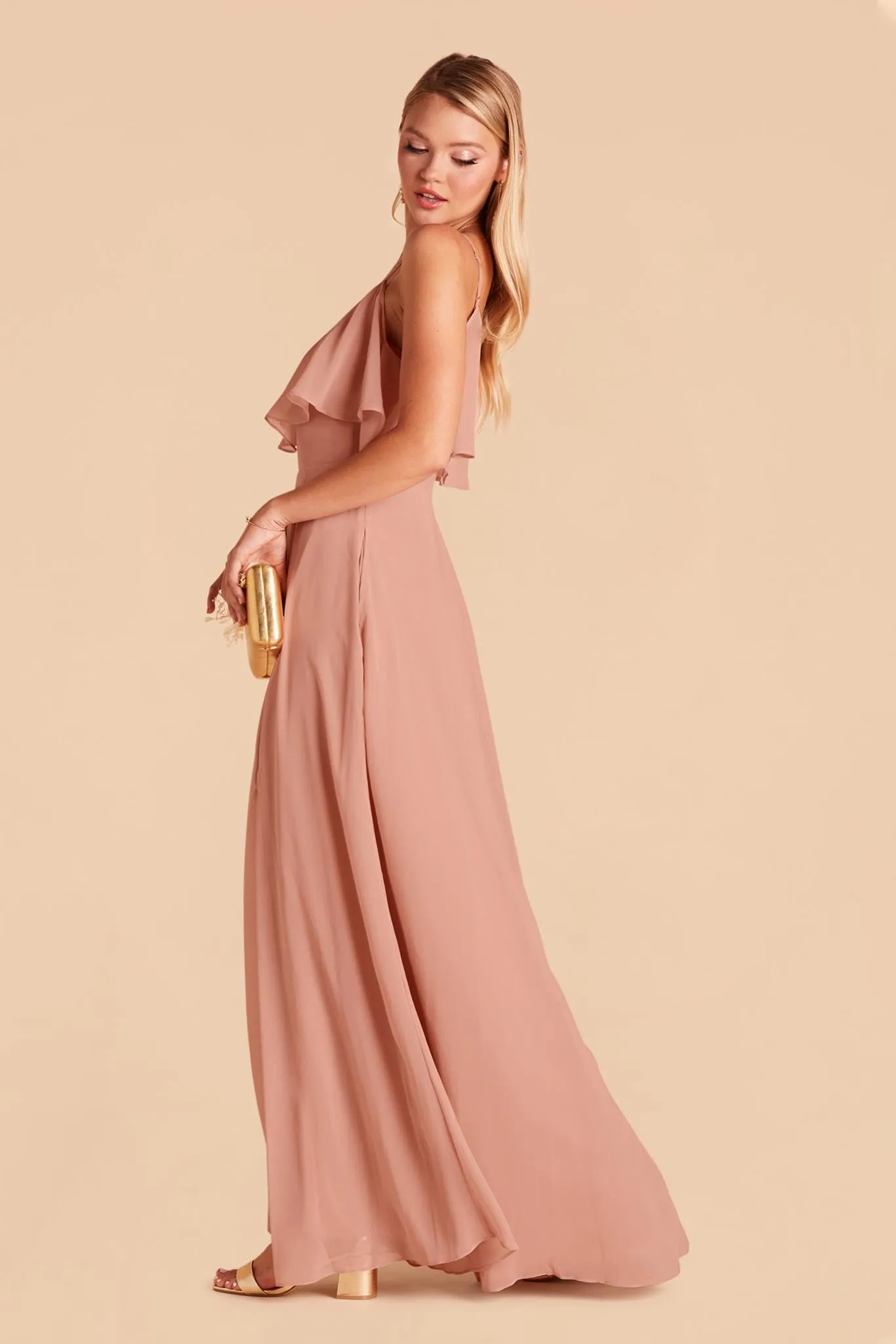 Jane Chiffon Dress With Slit - Dusty Rose sold by Birdy Grey product image thumbnail 4