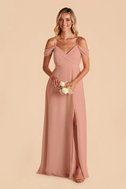 Spence Chiffon Dress With Slit - Dusty Rose sold by Birdy Grey
