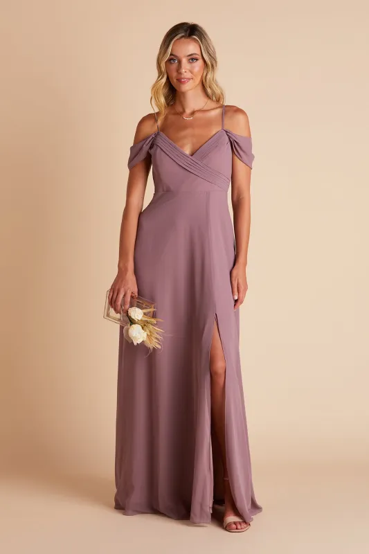 Spence Chiffon Dress With Slit - Dark Mauve sold by Birdy Grey