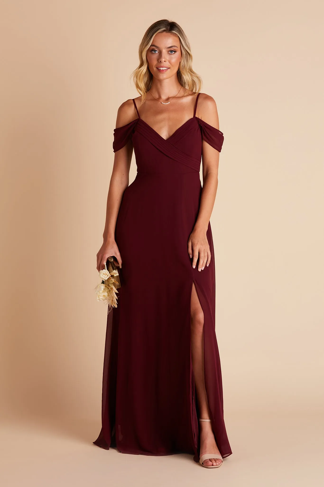 Spence Chiffon Dress With Slit - Cabernet sold by Birdy Grey product image thumbnail 3