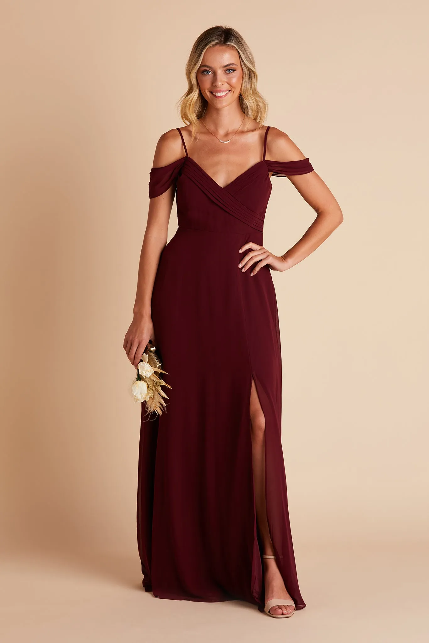 Spence Chiffon Dress With Slit - Cabernet sold by Birdy Grey product image thumbnail 5