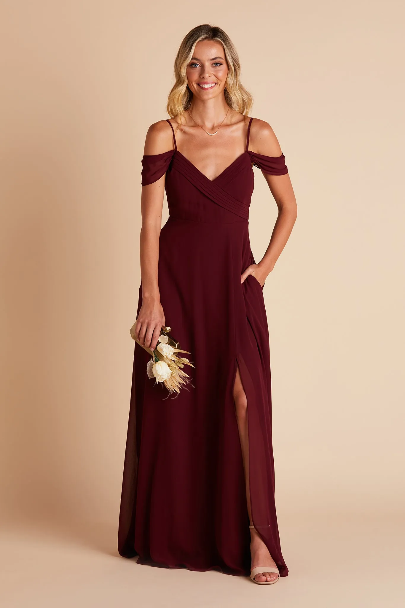 Spence Chiffon Dress With Slit - Cabernet sold by Birdy Grey product image thumbnail 4