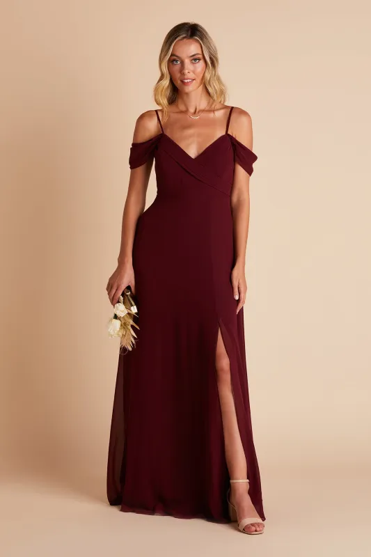 Spence Chiffon Dress With Slit - Cabernet sold by Birdy Grey