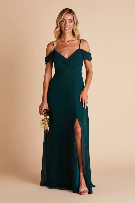 Spence Chiffon Dress With Slit - Emerald sold by Birdy Grey