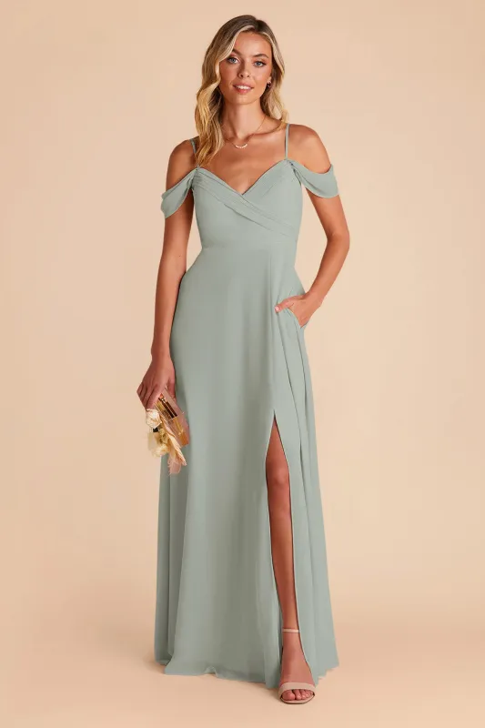 Spence Chiffon Dress With Slit - Sage sold by Birdy Grey