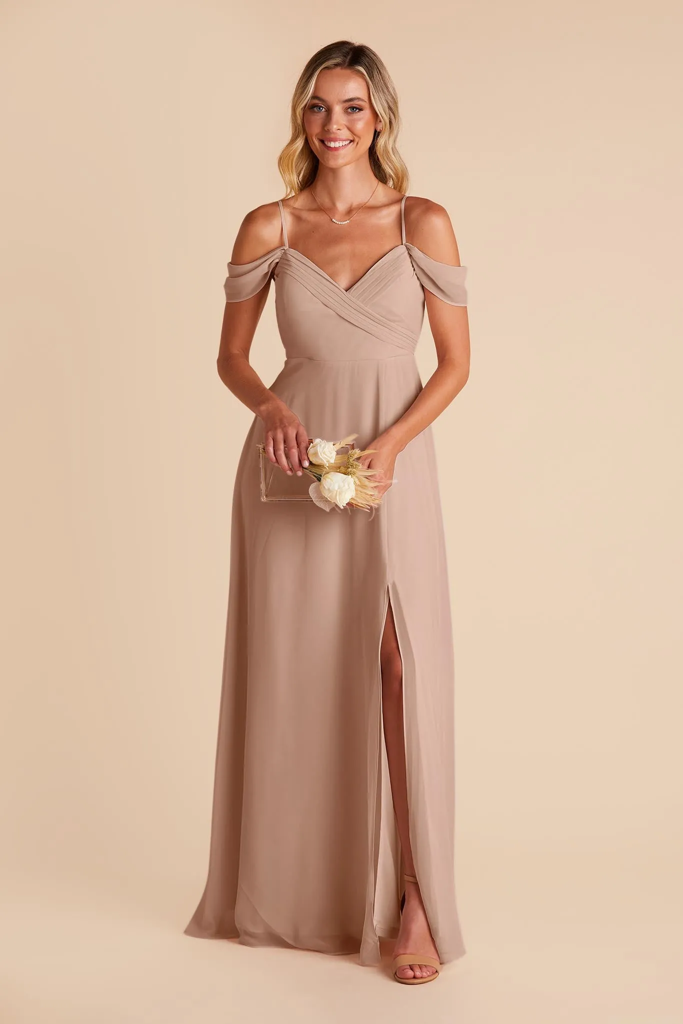 Spence Chiffon Dress With Slit - Taupe sold by Birdy Grey product image thumbnail 4