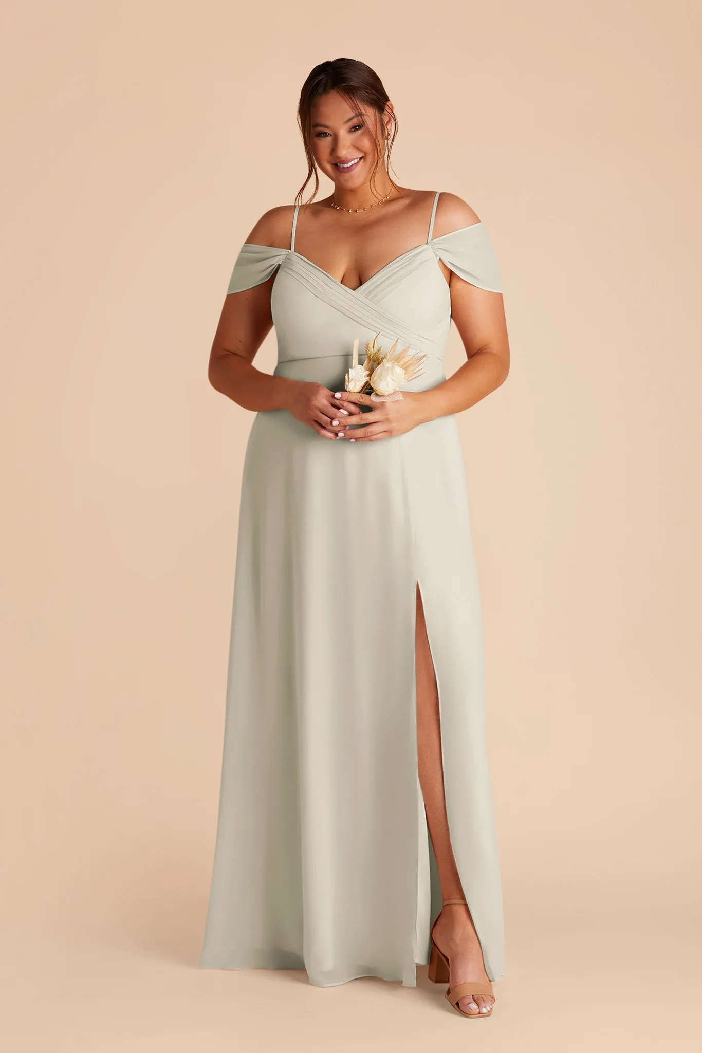 Spence Chiffon Dress With Slit - Dove Gray sold by Birdy Grey product image thumbnail 4