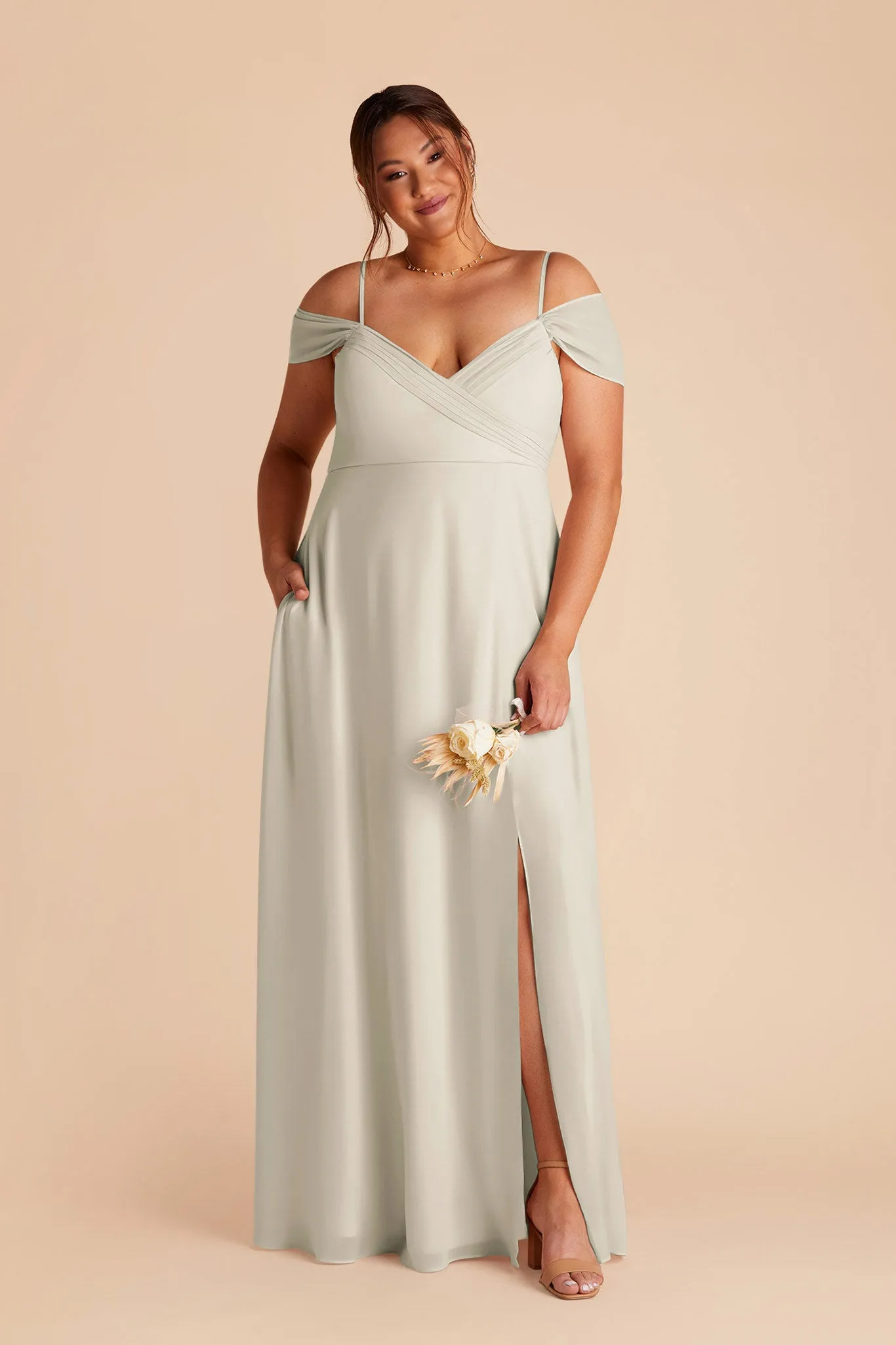 Spence Chiffon Dress With Slit - Dove Gray sold by Birdy Grey product image thumbnail 3