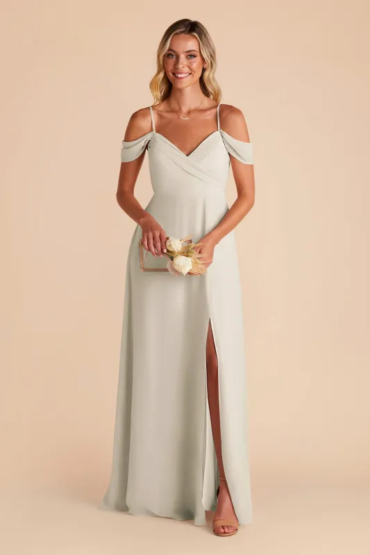 Spence Chiffon Dress With Slit - Dove Gray sold by Birdy Grey