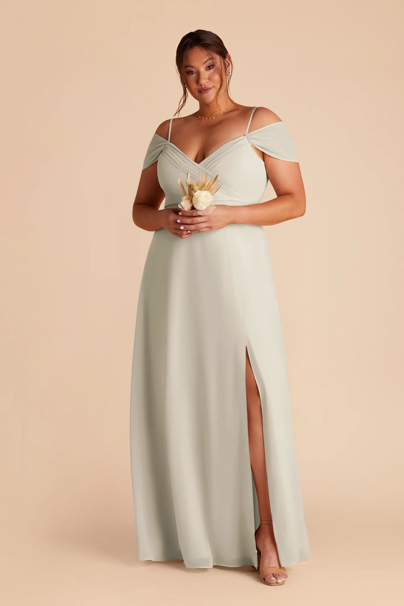 Spence Chiffon Dress With Slit - Dove Gray sold by Birdy Grey product image thumbnail 2