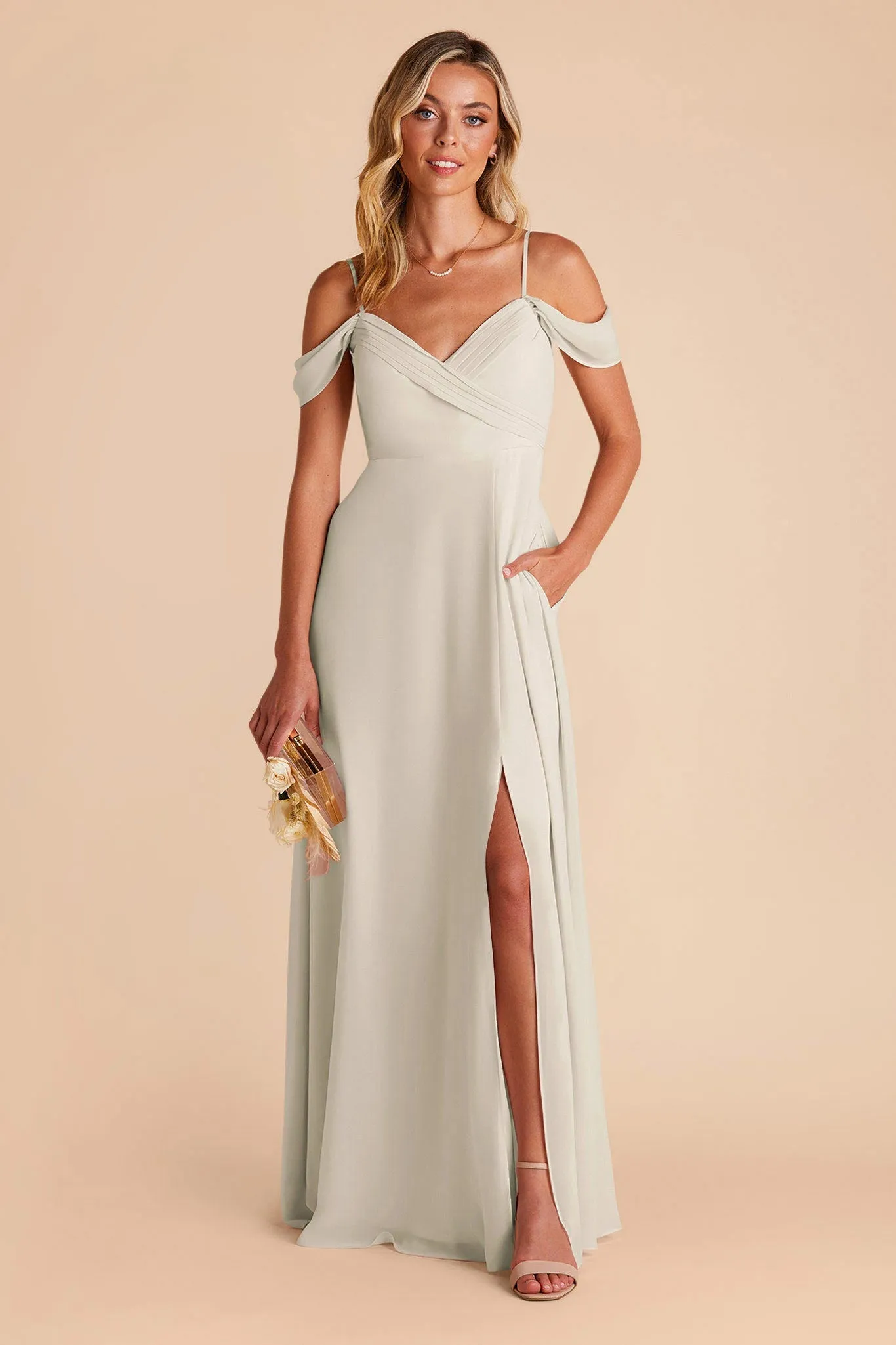 Spence Chiffon Dress With Slit - Dove Gray sold by Birdy Grey product image thumbnail 5