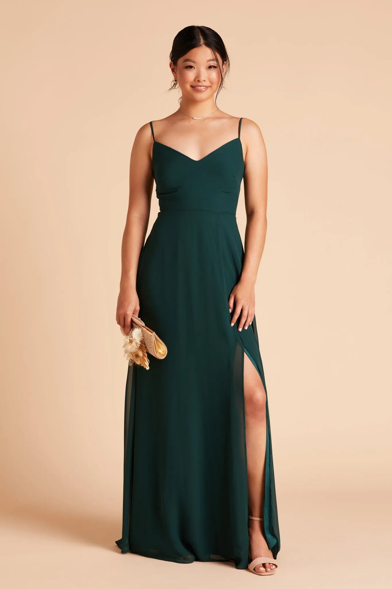 Devin Chiffon Dress With Slit - Emerald sold by Birdy Grey product image thumbnail 4