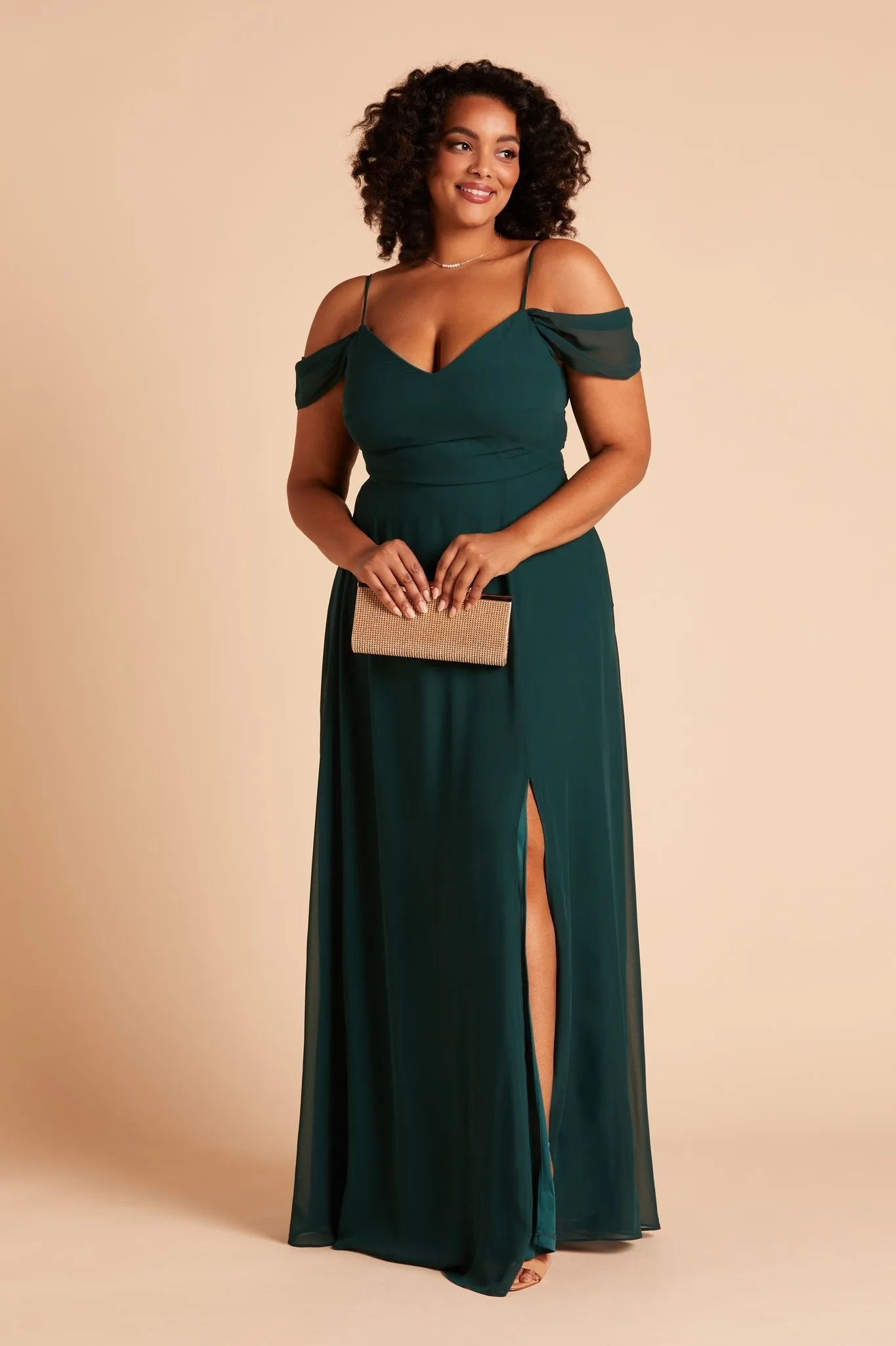 Devin Chiffon Dress With Slit - Emerald sold by Birdy Grey product image thumbnail 3