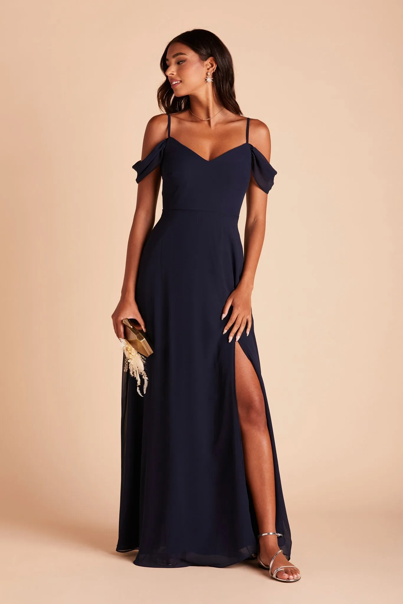 Devin Chiffon Dress With Slit - Navy sold by Birdy Grey product image thumbnail 5