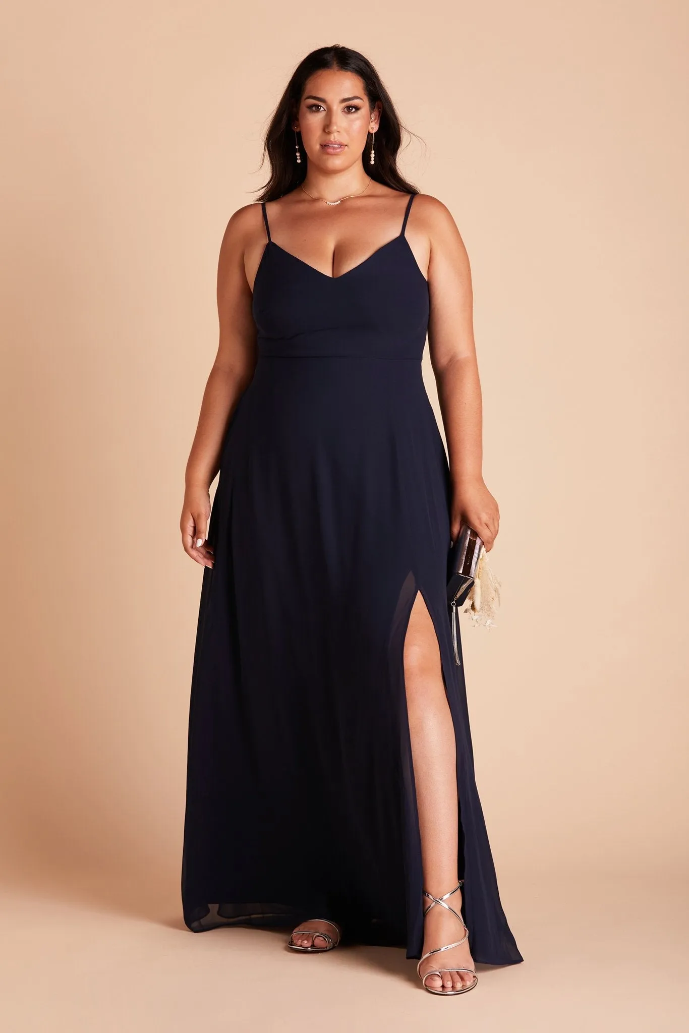 Devin Chiffon Dress With Slit - Navy sold by Birdy Grey product image thumbnail 2