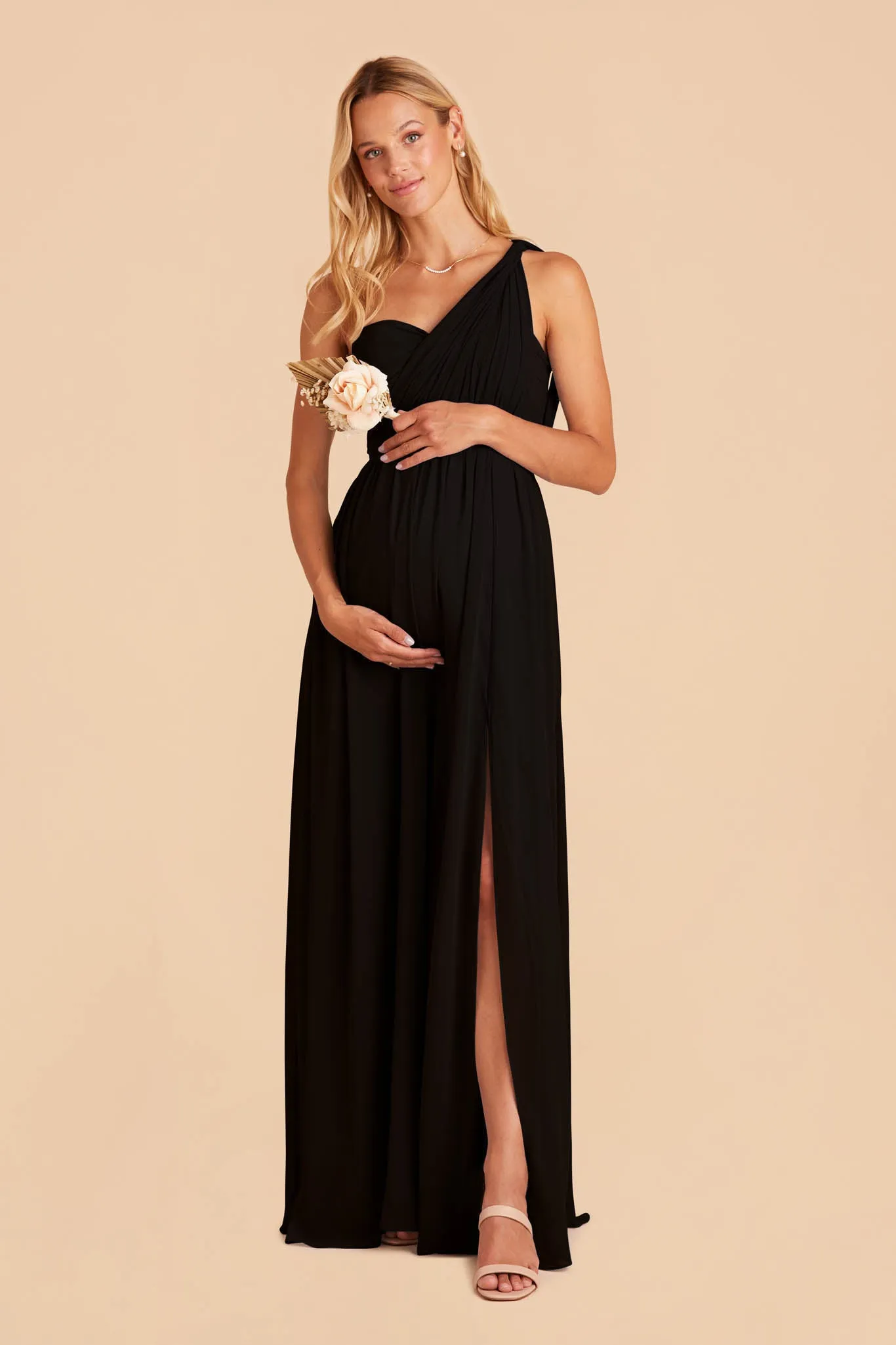 Grace Chiffon Dress With Slit - Black sold by Birdy Grey product image thumbnail 5