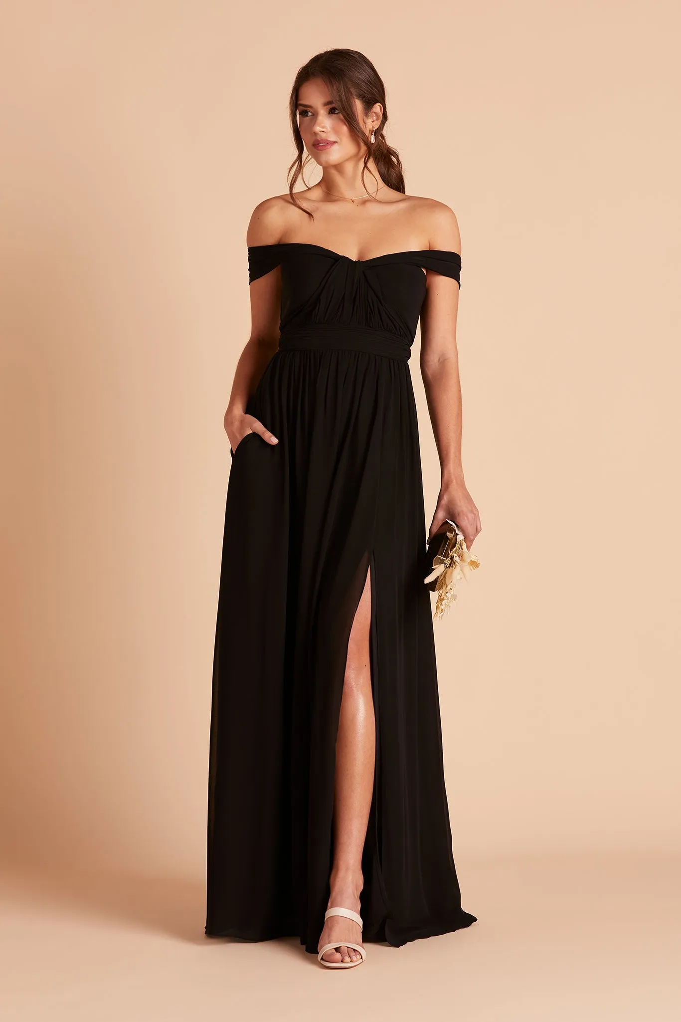 Grace Chiffon Dress With Slit - Black sold by Birdy Grey product image thumbnail 3