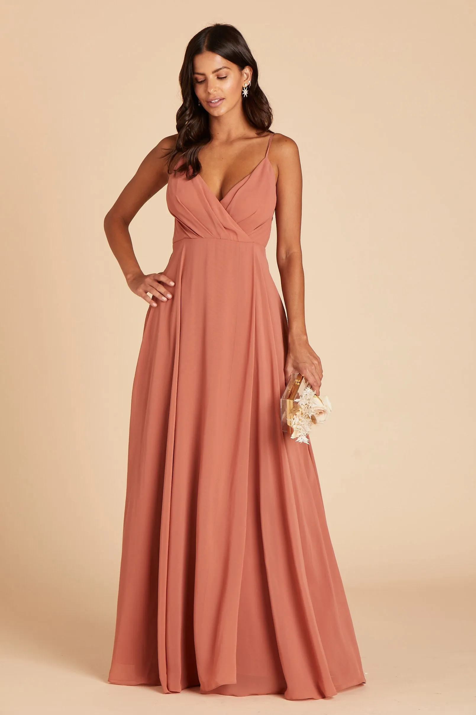 Kaia Chiffon Dress - Terracotta sold by Birdy Grey