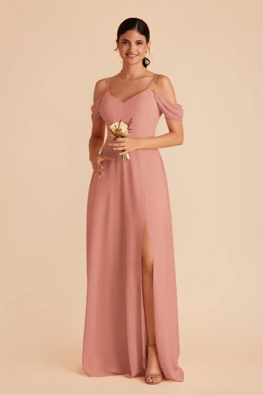 Devin Chiffon Dress With Slit - Dusty Rose sold by Birdy Grey