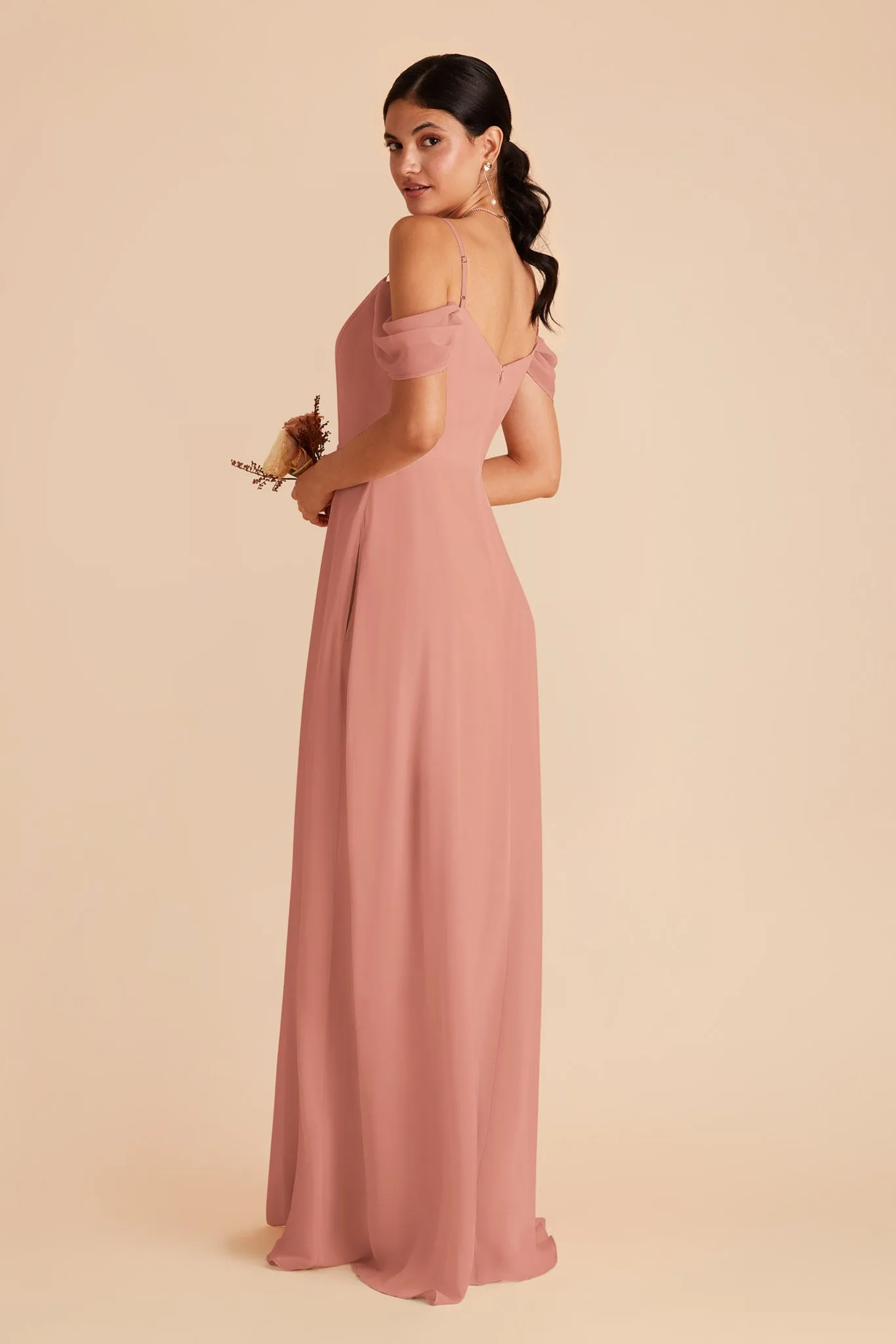 Devin Chiffon Dress With Slit - Dusty Rose sold by Birdy Grey product image thumbnail 5