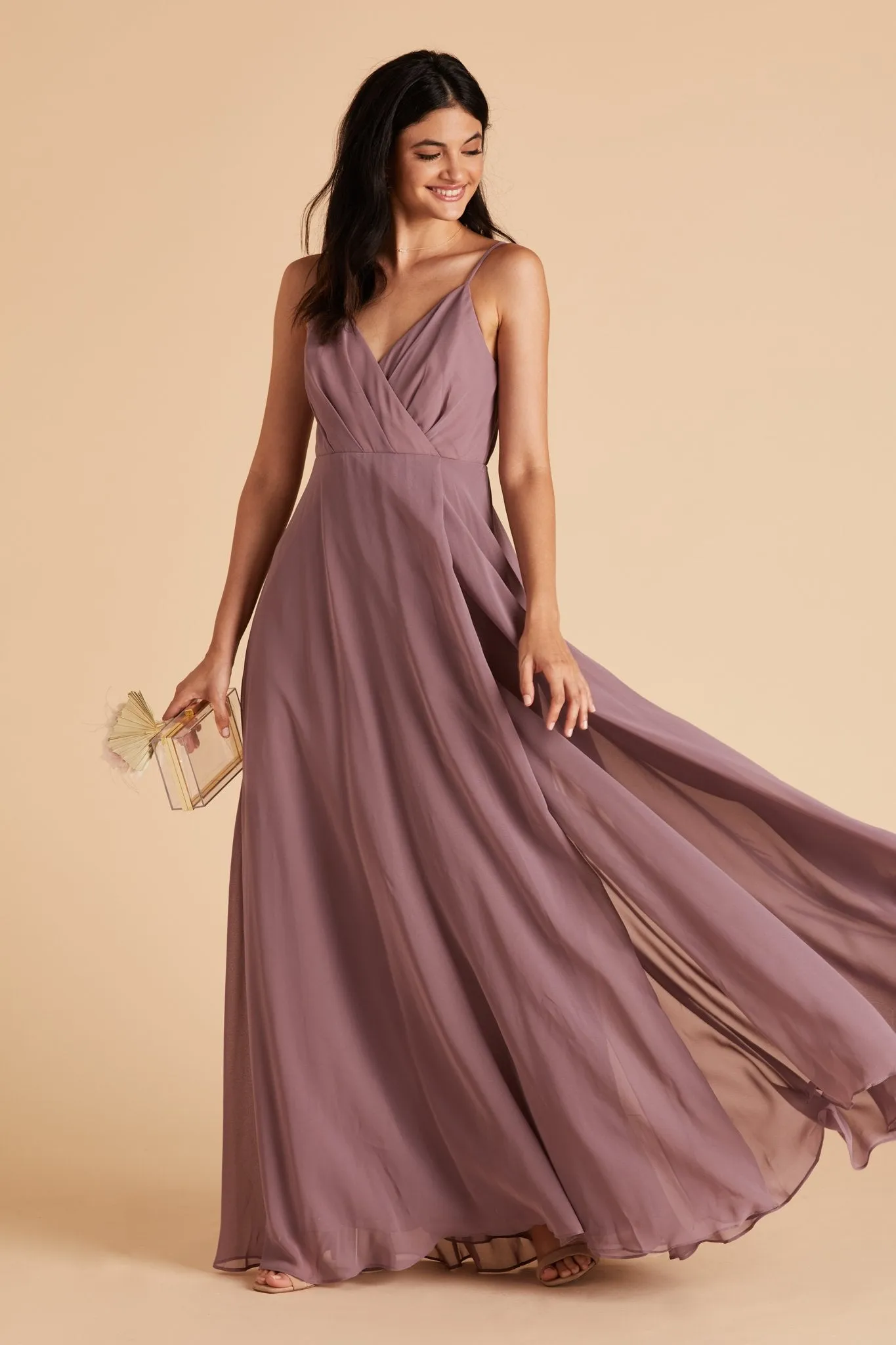Kaia Chiffon Dress - Dark Mauve sold by Birdy Grey