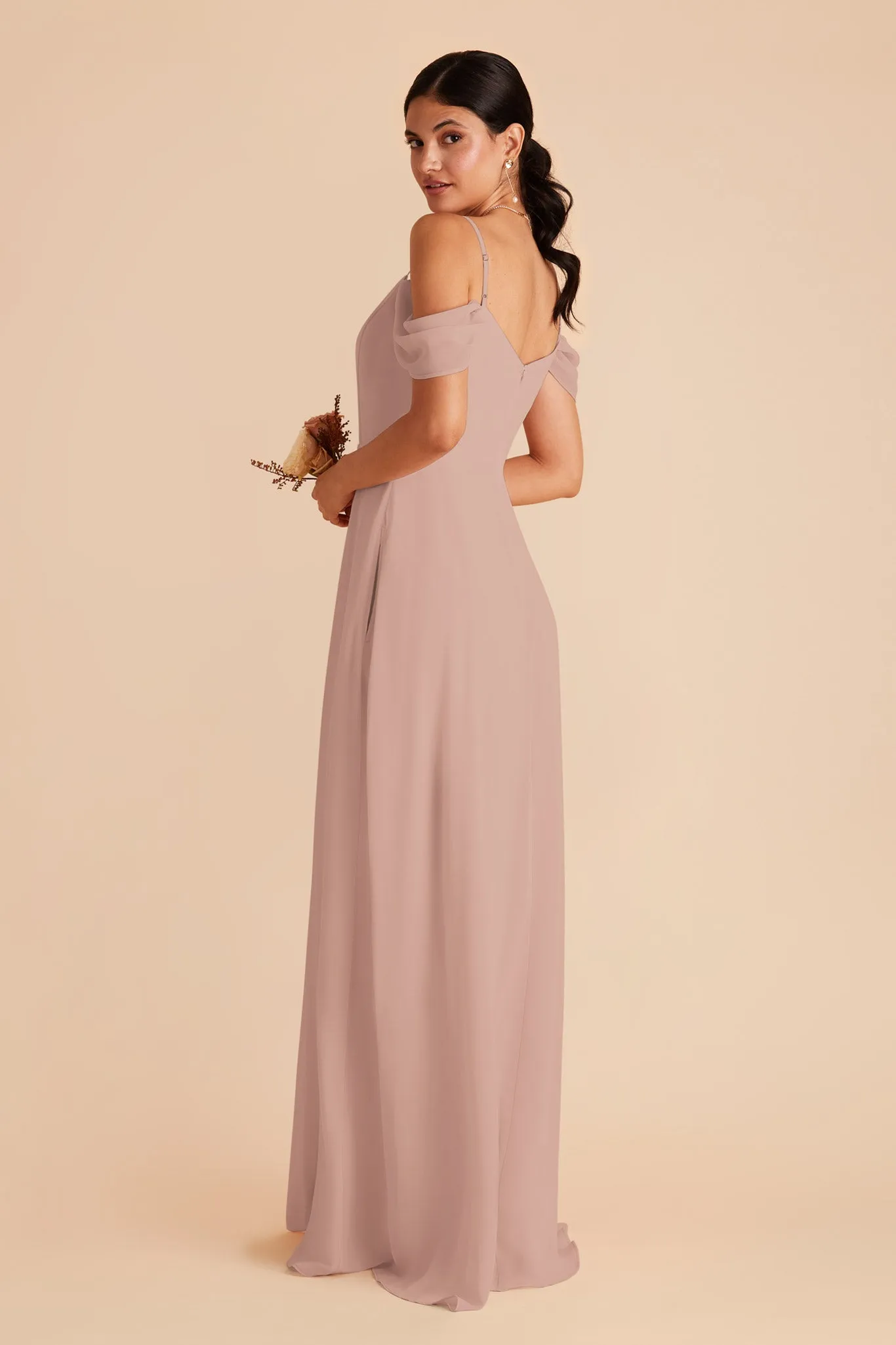 Devin Chiffon Dress With Slit - Taupe sold by Birdy Grey product image thumbnail 4